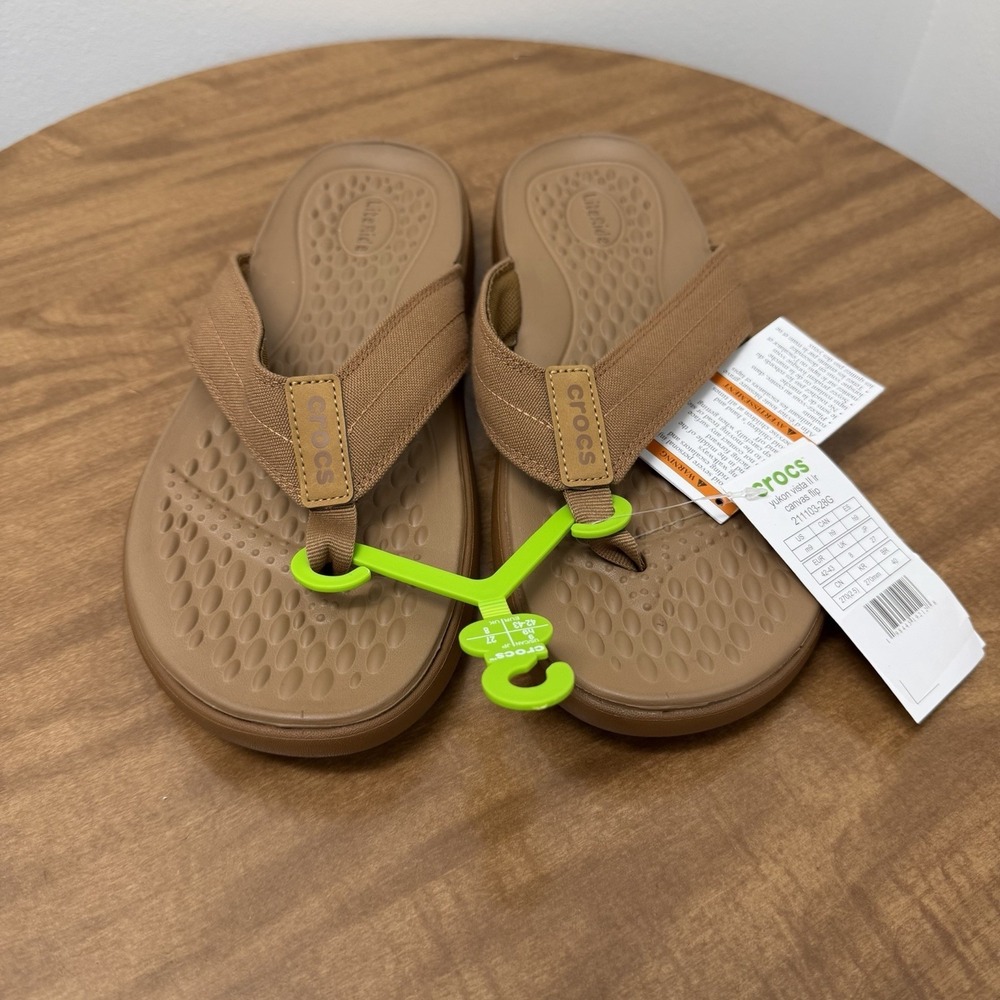 CROCS Men's YUKON VISTA II LiteRide Flip Flop Sandal, Hazelnut, Size 9 - New